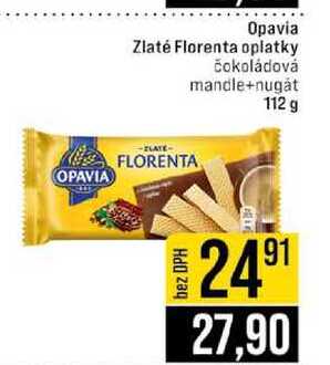 Opavia Zlaté Florenta oplatky čokoládová mandle+nugat 112 g 