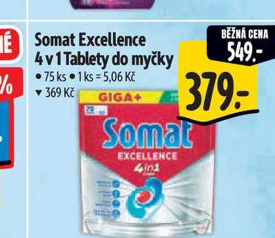  Somat Excellence 4 v 1 Tablety do myčky 75 ks