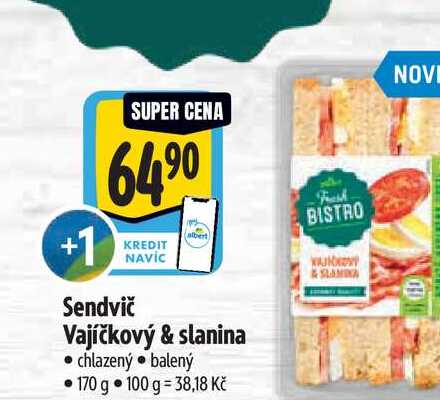  Sendvič Vajíčkový & slanina  170 g