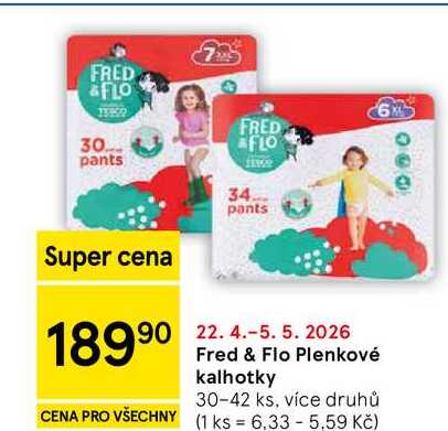 Fred & Flo Plenkové kalhotky, 30-42 ks, více druhů  