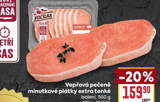 Vepřová pečeně minutkové plátky extra tenké balení, 560 g   