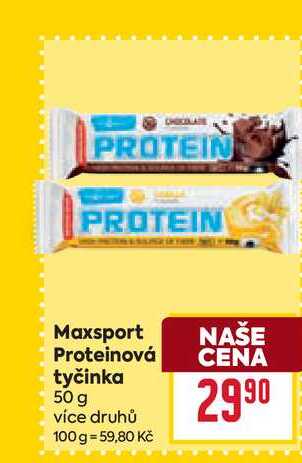 MaxSport Proteinová tyčinka 50g, vybrané druhy