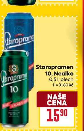 Staropramen 10, Nealko 0,51, plech 