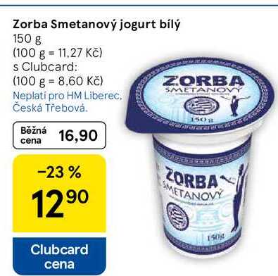 Zorba Smetanový jogurt bílý, 150 g  