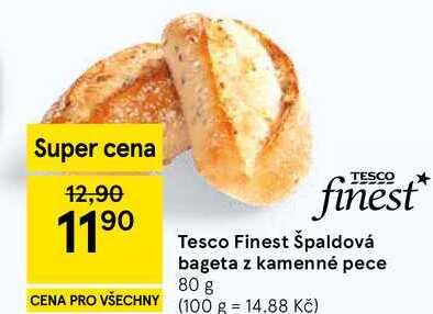 Tesco Finest Špaldová bageta z kamenné pece, 80 g 