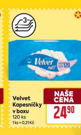 Velvet Kapesníčky v boxu 120 ks 
