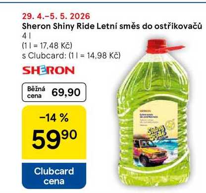Sheron Shiny Ride Letní směs do ostřikovačů, 4 l