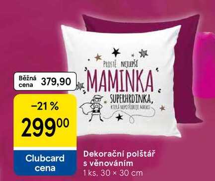 Dekorační polštář s věnováním, 1 ks. 30 x 30 cm 