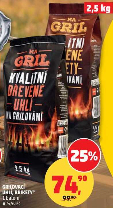 GRILOVACÍ UHLÍ, BRIKETY, 1 balení 