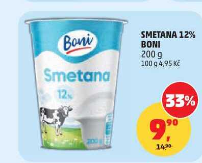 SMETANA 12% BONI, 200 g  v akci