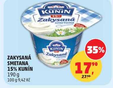 ZAKYSANÁ SMETANA 15% KUNÍN, 190 g 