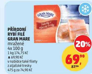 PŘÍRODNÍ RYBÍ FILÉ GRAN MARE mražené, 4x 100 g 