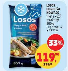 LOSOS GORBUŠA NOWACO filets kůží, mražený, 500 g 