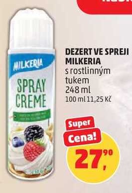 DEZERT VE SPREJI MILKERIA s rostlinným tukem, 248 ml