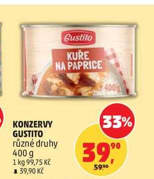 KONZERVY GUSTITO různé druhy, 400 g 