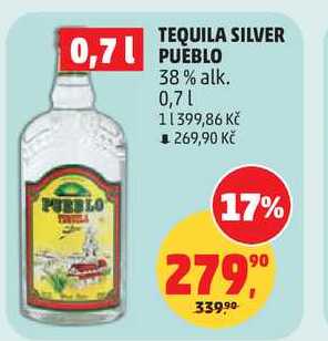 TEQUILA SILVER PUEBLO 38% alk., 0,7 l