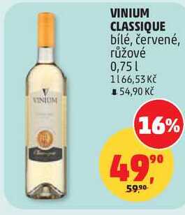 VINIUM CLASSIQUE bílé, červené, růžové, 0,75 l