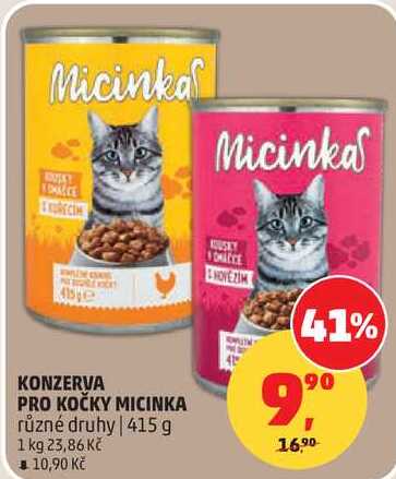 KONZERVA PRO KOČKY MICINKA různé druhy, 415 g  