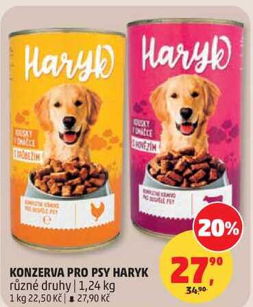KONZERVA PRO PSY HARYK různé druhy, 1,24 kg