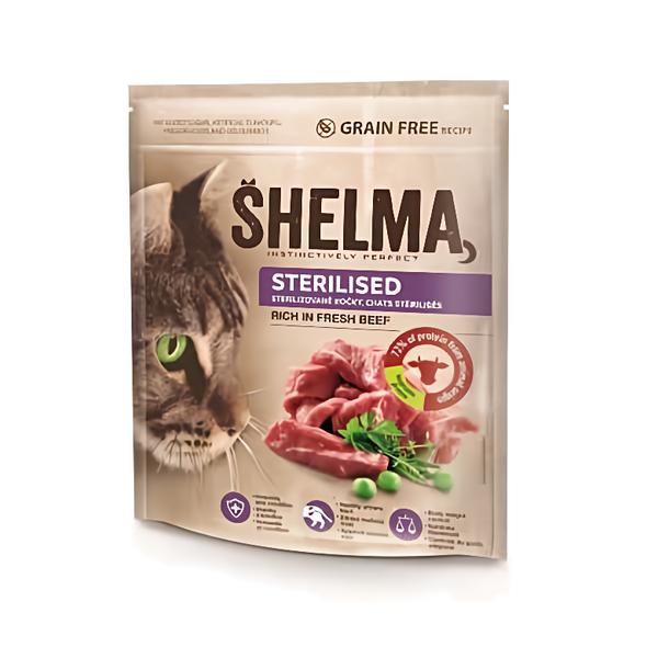 Shelma Sterilised Bezobilné granule s čerstvým hovězím pro dospělé kočky