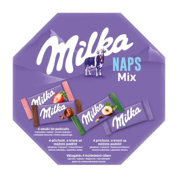Milka bonboniéra Singles Mix, výběr mini mléčných čokolád