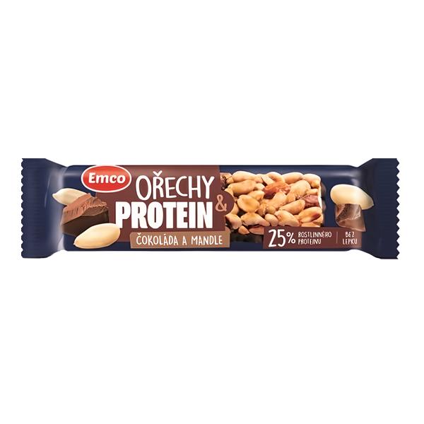 Emco Tyčinka s ořechem a proteinem - čokoláda a mandle