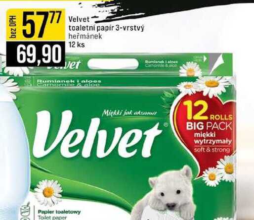 Velvet toaletní papír 3-vrstvý heřmánek 12 ks 