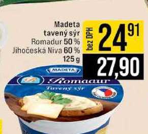 Madeta tavený sýr Romadur 50% Jihočeská Niva 60% 125 g
