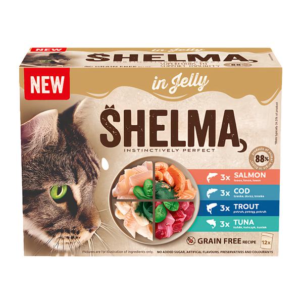 Shelma kapsičky pro kočky, mix ryb, želé 12x85g