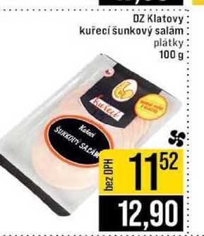 DZ Klatovy kuřecí šunkový salám plátky 100 g 