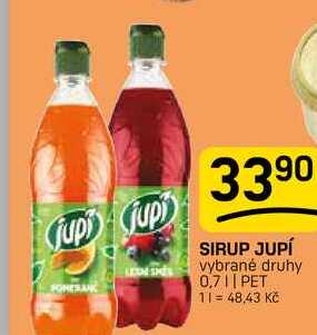 SIRUP JUPÍ vybrané druhy 0,7l