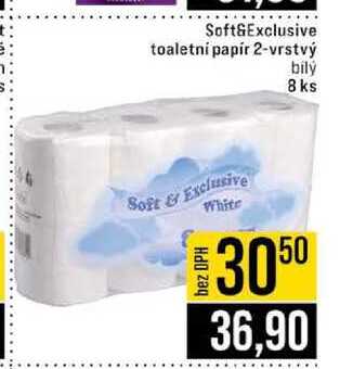 Soft&Exclusive toaletní papír 2-vrstvý bilý 8 ks 