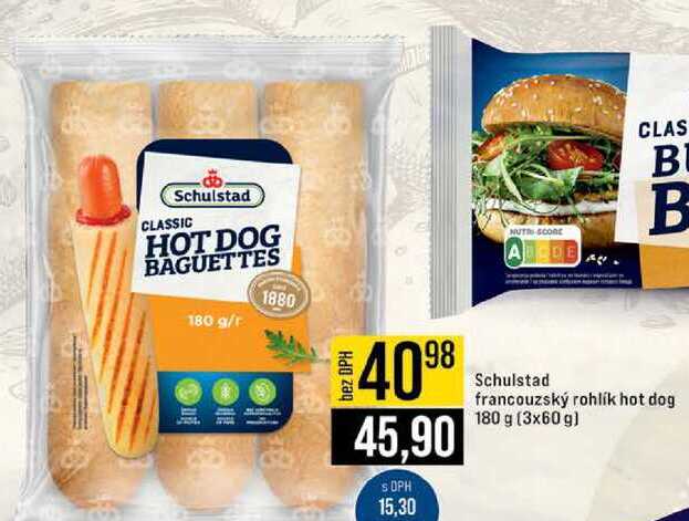 Schulstad francouzský rohlík hot dog 180 g (3x60 g) 