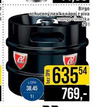 Birgo Ochucený nealko nápoj z piva mango limetka 20l