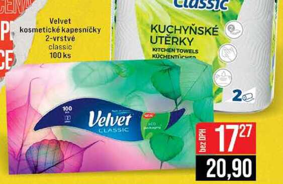 Velvet kosmetické kapesníčky 2-vrstvé classic 100 ks 