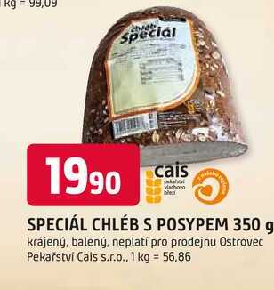 SPECIÁL CHLÉB S POSYPEM 350 g krájený, balený