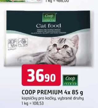 COOP PREMIUM 4x 85 g kapsičky pro kočky, vybrané druhy 