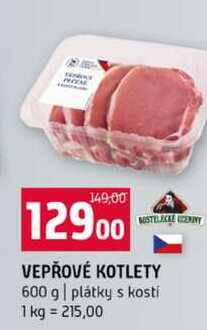 VEPŘOVÉ KOTLETY 600 g plátky s kosti 