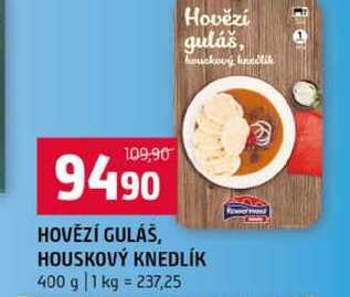 HOVĚZÍ GULÁŠ, HOUSKOVÝ KNEDLÍK 400 g 