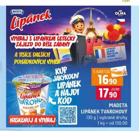 MADETA LIPÁNEK TVAROHOVÝ 130 g vybrané druhy