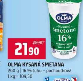 OLMA KYSANÁ SMETANA 200 g 16 % tuku pochoutková