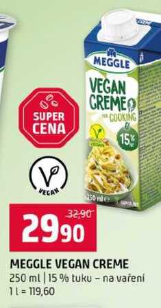 MEGGLE VEGAN CREME 250 ml 15 % tuku na vaření 