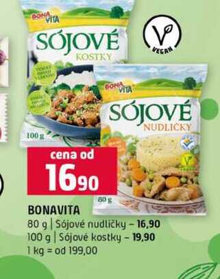 BONAVITA 80 g Sójové nudličky 100 g Sójové kostky 