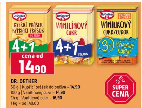 Dr.Oetker 60g Kypřící prášek do pečiva 100g Vanilinový cukr 24 g Vanilkový cukr