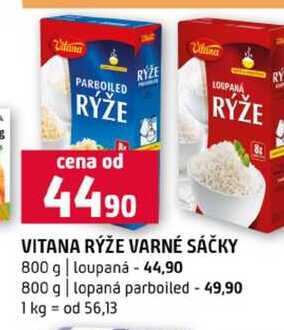 VITANA RÝŽE VARNÉ SÁČKY 800 g loupaná 800 g lopaná parboiled 