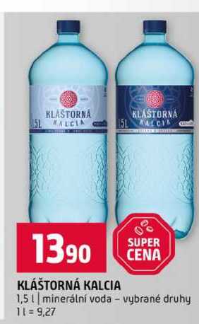 KLÁŠTORNÁ KALCIA 1,5l minerální voda vybrané druhy 