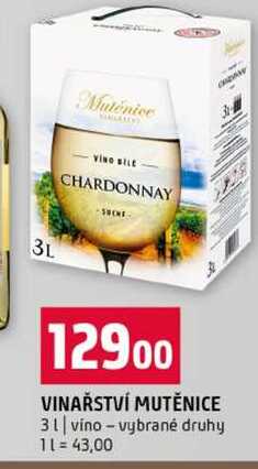 VINAŘSTVÍ MUTĚNICE 3l vino vybrané druhy 