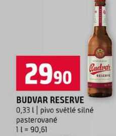 BUDVAR RESERVE 0,33l pivo světlé silné pasterované 