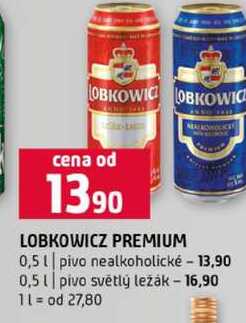 LOBKOWICZ PREMIUM 0,5l pivo nealkoholické 0,5l pivo světlý ležák 