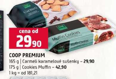 COOP PREMIUM 165 g Carmeli karamelové sušenky 175 g Cookies Muffin 